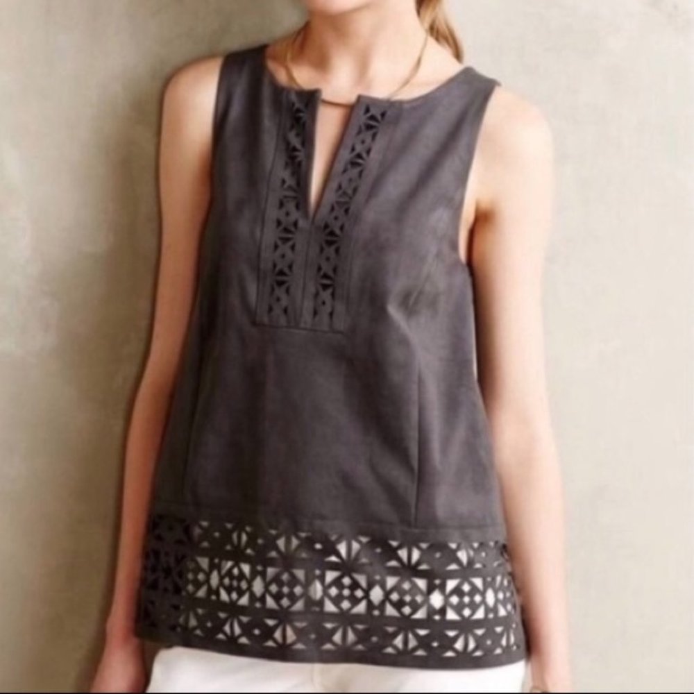 Anthropologie HD in Paris Suede Cutout Blouse